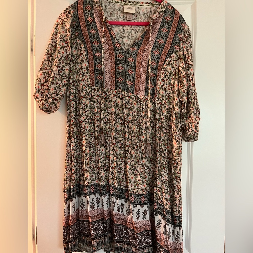 Knox rose, size small mini dress. Multi color- transitional fall piece